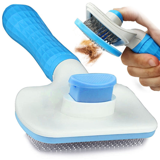 Handle Shedding Pet Hair Brush - Effortless Grooming and Self-Cleaning Tool for Dogs and Cats