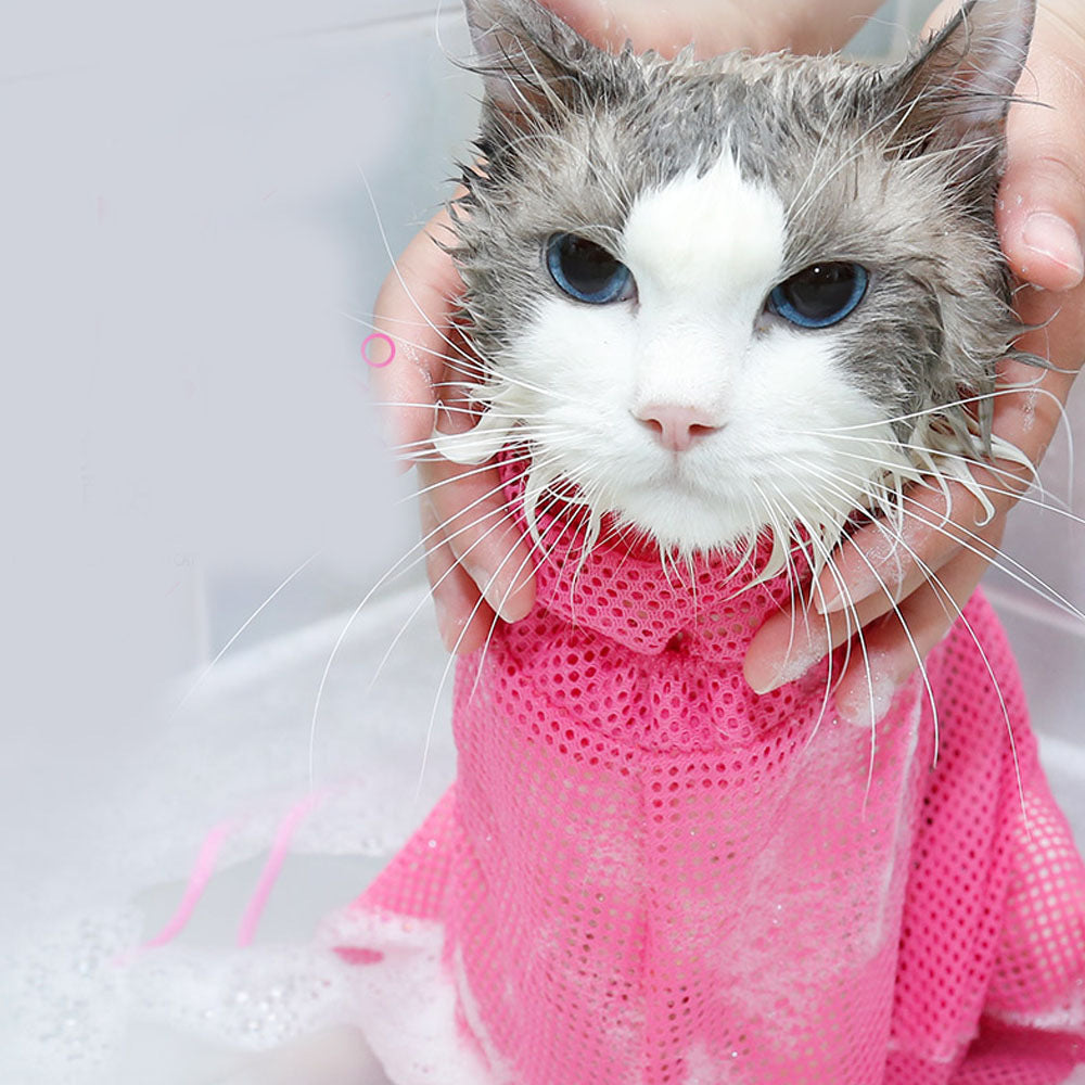 Mesh Cat Bathing Bag - Stress-Free Grooming and Washing for Cats