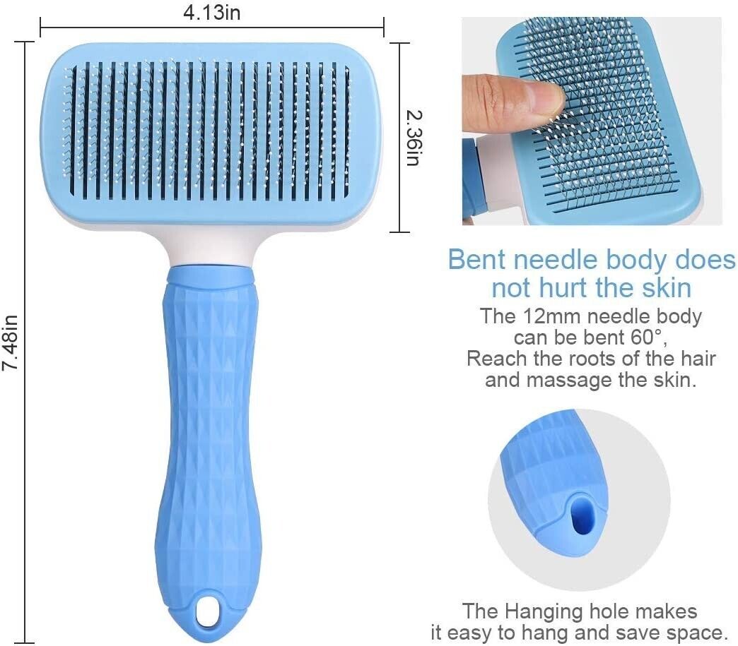 Handle Shedding Pet Hair Brush - Effortless Grooming and Self-Cleaning Tool for Dogs and Cats