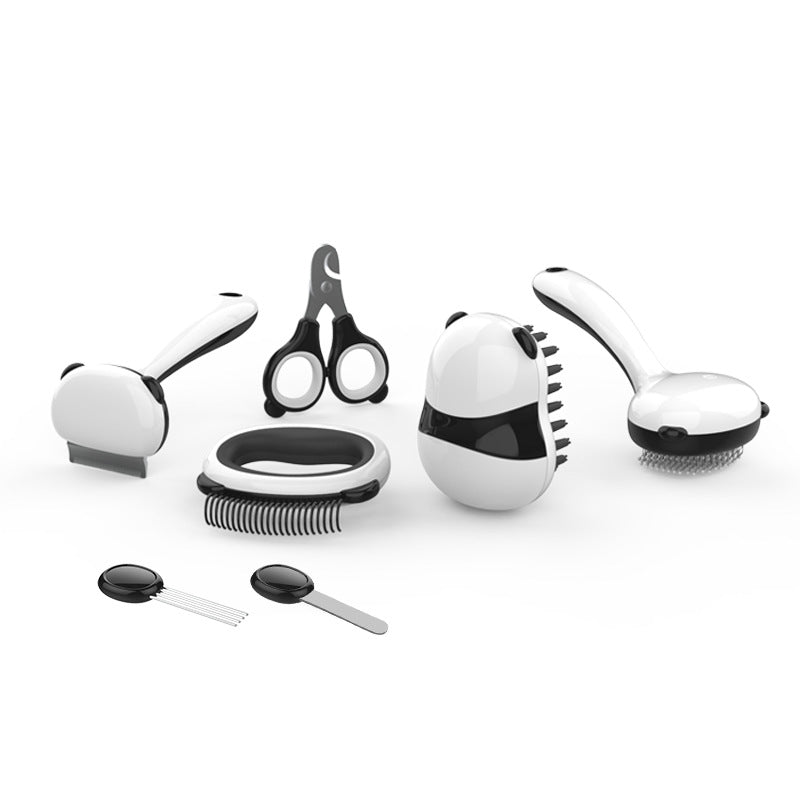 Panda Model Pet Grooming Cat Comb & Bathing Brush Set - Complete Grooming Solution