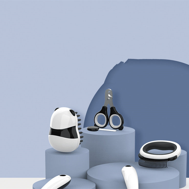 Panda Model Pet Grooming Cat Comb & Bathing Brush Set - Complete Grooming Solution